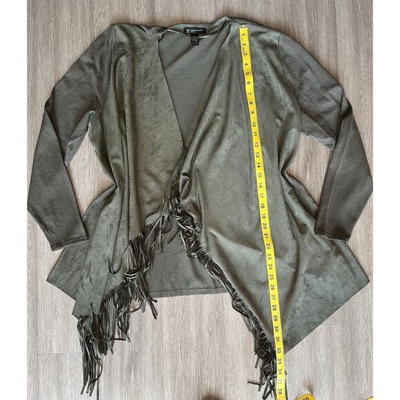 INC International Concepts Green Fringe Open Front Cardigan Jacket Plus Size 1X - Picture 3 of 5